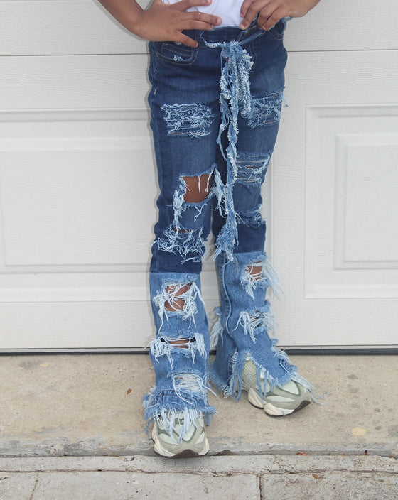 “Mommy/Dad & Me Stacked Jeans Set” (Two-Color)✨