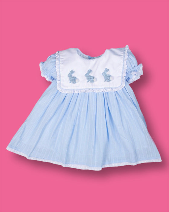“Blue X White Bunny SmoC Dress”