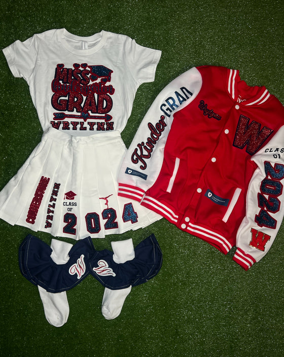 “Kids Grad Varsity Pleated Set”