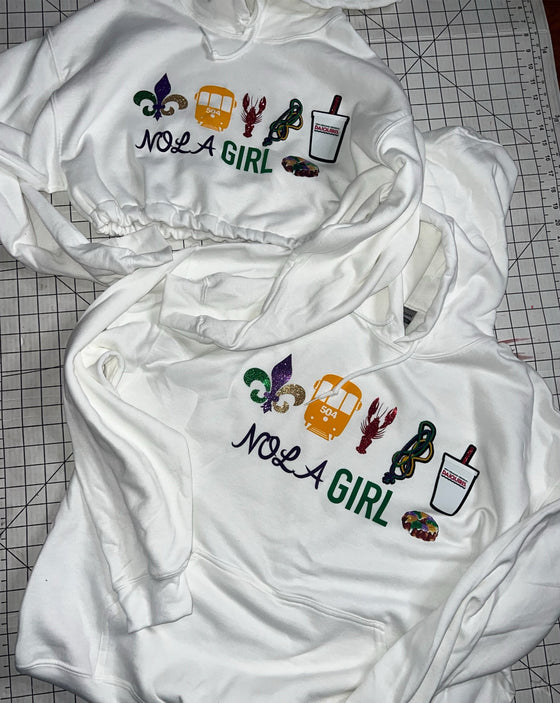 “Extra NOLA Girl Hoodie Cropped” (5Colors) LIMITED EDITION