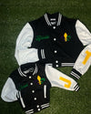 “Mardi Gras Edition Varsity Jacket” Cropped (Black)