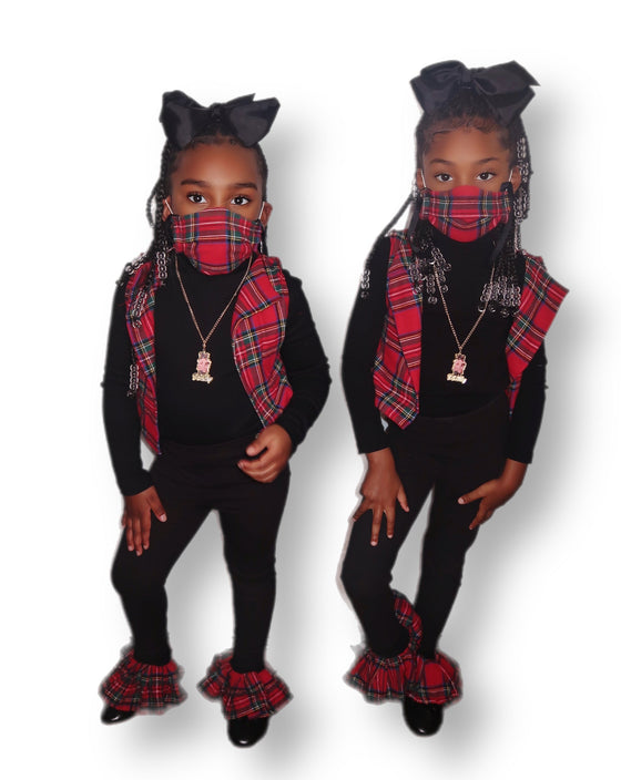 “BBWAY Plaid Vest & Leggings Set”