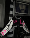“All About Me Varsity Jacket” (Black Cropped) Adult Jacket