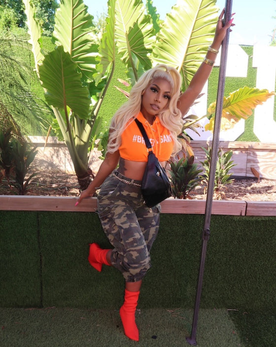 “BG Hoodie” (HighLighter Orange x White)
