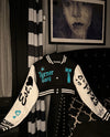 “All About Me Varsity Jacket” (Black Cropped) Adult Jacket