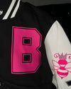 “All About Me Varsity Jacket” (Black Cropped) Adult Jacket