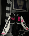 “All About Me Varsity Jacket” (Black Cropped) Adult Jacket