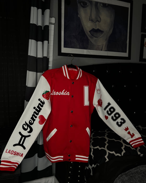 “All About Me Varsity Jacket” (Black Full ) Adult Jacket
