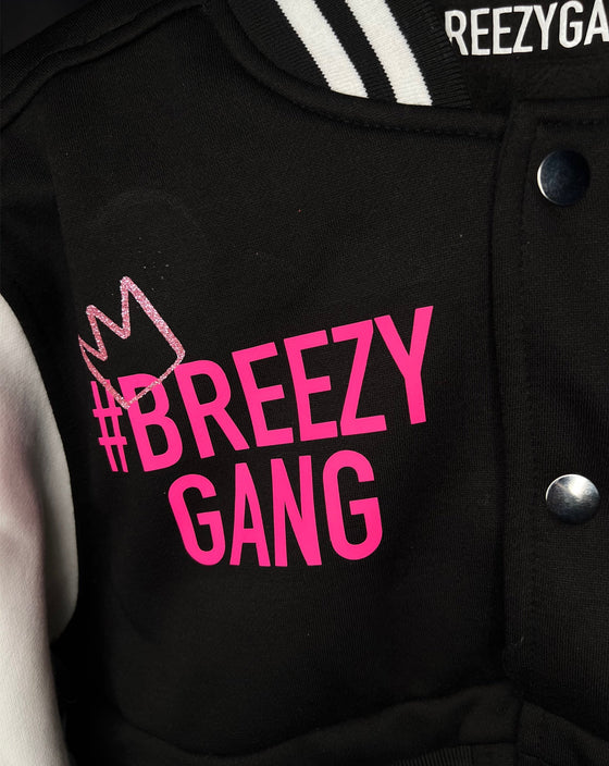 “All About Me Varsity Jacket” (Black Cropped) Adult Jacket