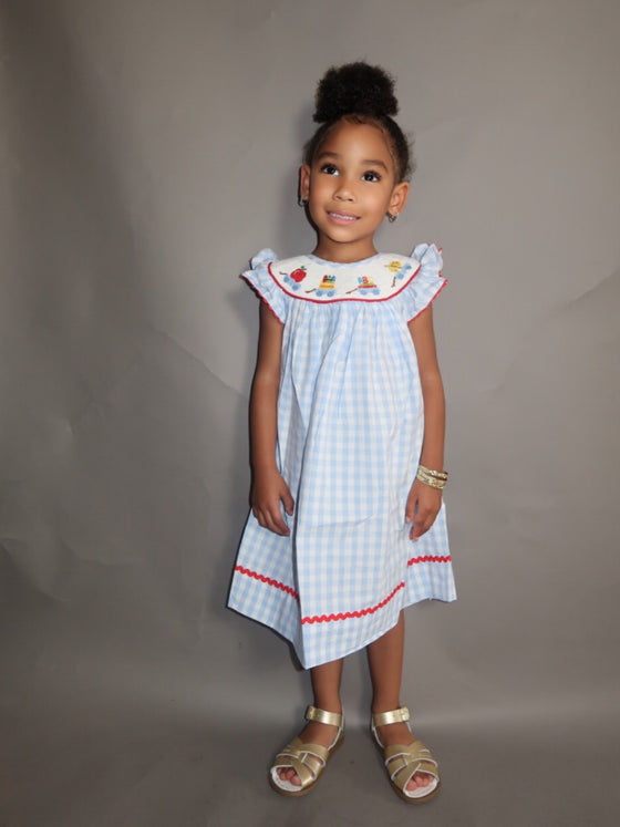 “Light Blue & White B2S Ruffle SmoC Dress”